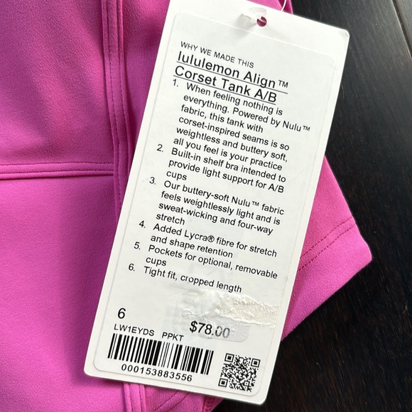 LULULEMON ALIGN CORSET TANK in POW PINK TONE SZ 6 NWT - Picture 6 of 8